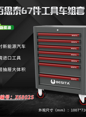 百思泰67件新能源工具套装深圳百思泰X6802SBESlTA67PC汽修工具车