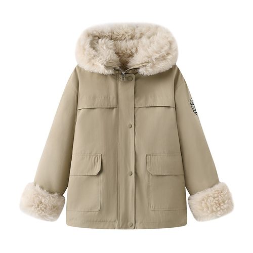 【米粒专享】2025秋冬新款时尚百搭加绒加厚连帽短款外套