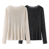 打底衫 T恤修身 杰哥粉丝专享 繁星闪闪双层网纱轻薄微透长袖