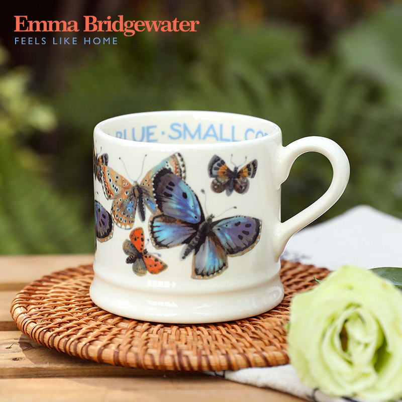 Emma Bridgewater蓝蝴蝶小号马克杯咖啡杯陶瓷水杯emmabrigewater