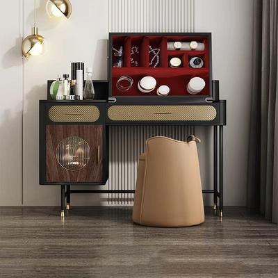 意式轻奢梳妆台卧室高级感化妆镜简约小户型翻盖实木化妆桌储物柜