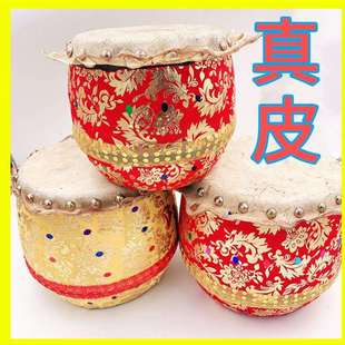 真皮狮鼓5寸舞狮子鼓新年过年醒狮鼓学生儿童乐器锣鼓棒