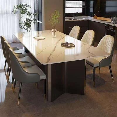 岩板餐桌椅2025新款家用小户型长方形现代简约轻奢高级感吃饭桌子
