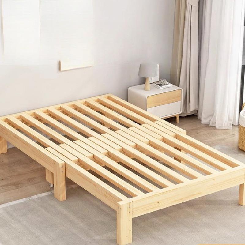 Tal实木竖拉折叠床可伸缩床架无床头伸缩沙发床两用收缩床抽拉榻