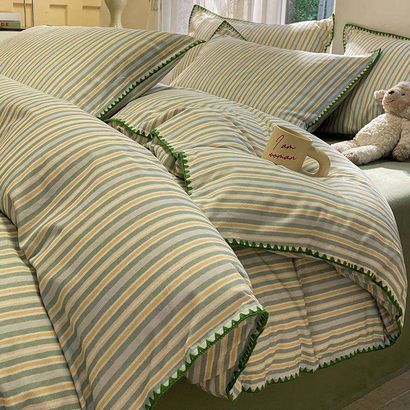 纯棉磨毛床上四件套全棉2024新款加厚被套床单床笠秋冬床品三件套