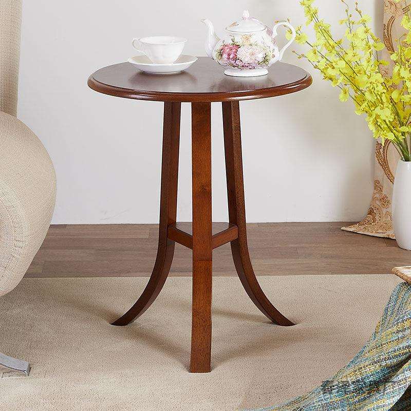 阳台小茶几圆形客厅简约床边几沙发边柜角几美式复古小圆桌小户型