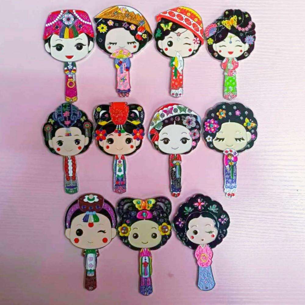 古典韩式创意朝鲜族风格卡通韩服人偶款式便携手拿镜子/手柄镜