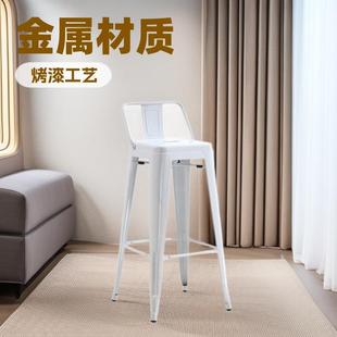 家用吧台靠背椅奶茶店高脚凳餐厅等位凳子户外凳工业风铁皮椅子