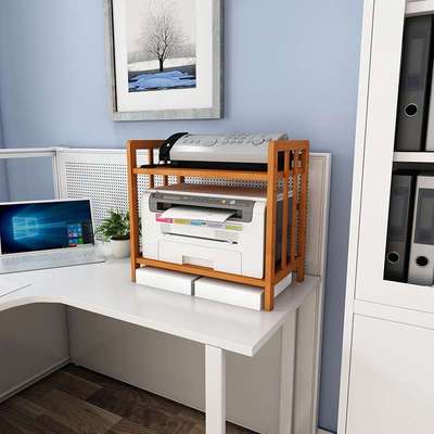 带抽屉办公木制移动收纳盒打印机实木桌面用品收纳架置物架办公室