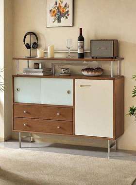 TIGO复古实木餐边柜中古风樱桃木一体靠墙客厅储物柜收纳玄关柜