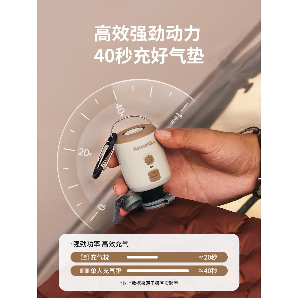 ◊挪客迷你便携多功能电动充气泵户外露营气垫床充气充抽照明三合