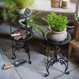 花盆托架铁艺单双层几何花架花盆置物架简约底座托盘阳台落地支架