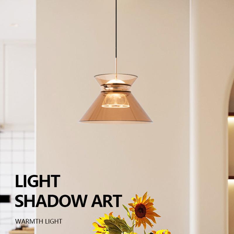 意式主卧床头小吊灯简约现代创意长线餐厅玻璃极简设计师卧室灯饰