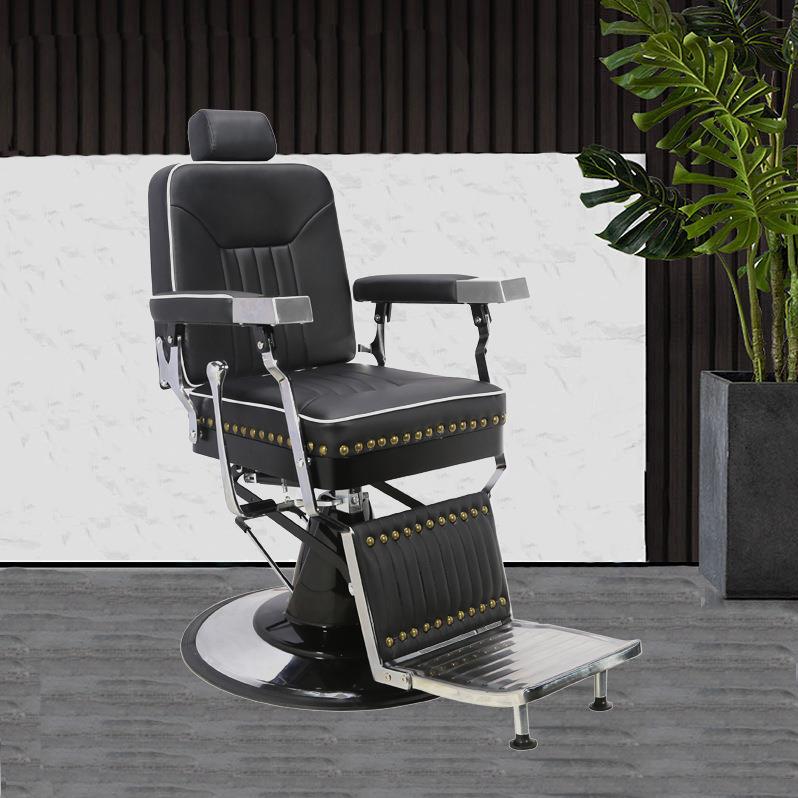 复古男士油头馆理发椅刮胡美发店发廊专用可放倒剪发升降椅子