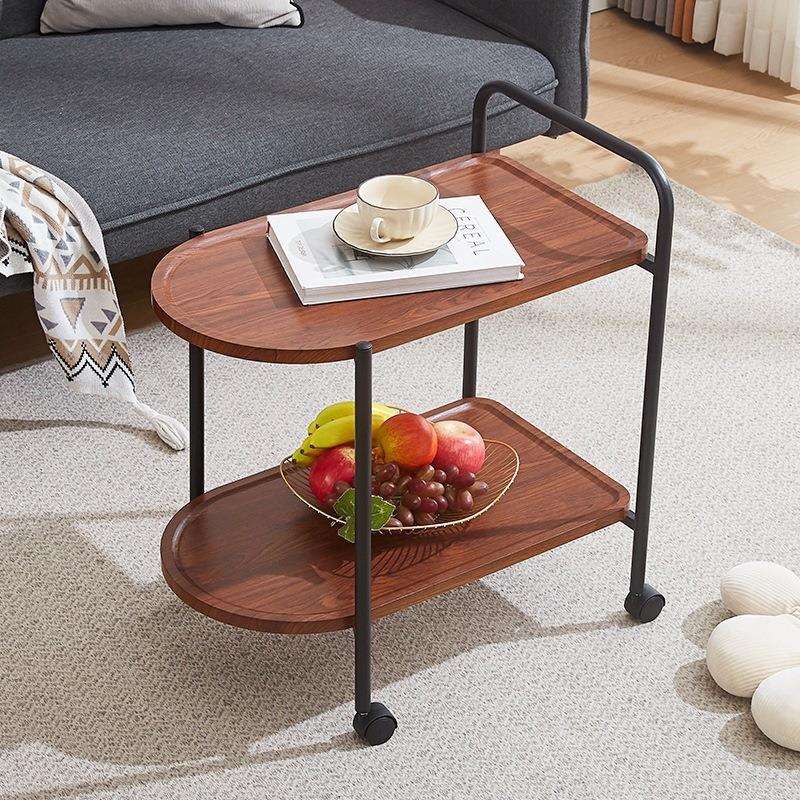 可移动小茶几小推车北欧风客厅沙发边几迷你桌子带轮置物架金属架