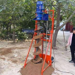 工地清桩芯孔掏土机电动取管桩泥巴螺旋钻太阳能光伏打桩房屋加固