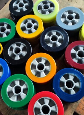 聚氨酯轮 钢芯包胶轮 PU脚轮 优力胶轮 红色 绿色 黑色 透明 黄色