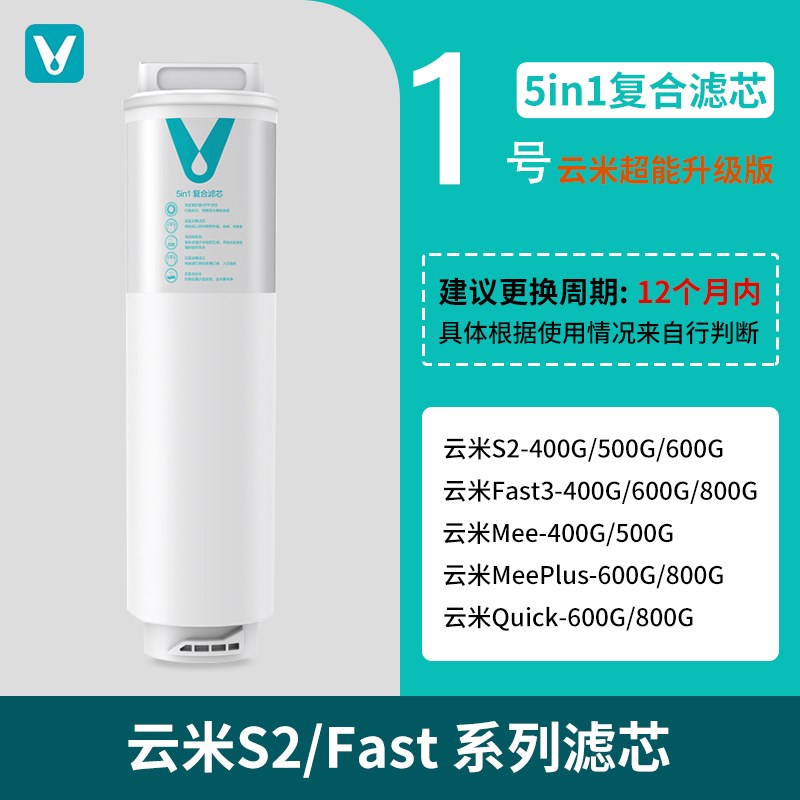 云米净水器滤芯5in1复合滤芯S2 Fast3系列400G/600GRYO反渗透家用