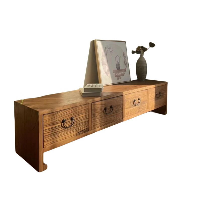 老榆木电视柜实木斗柜矮边柜中式客厅收纳储物地柜卧室玄关柜原木