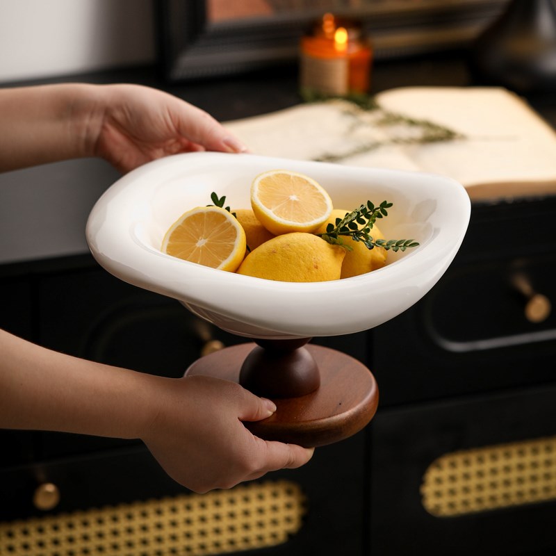 创意高脚复古风水果碗桌面装饰果盘客H厅中古风大容量水果盘零食