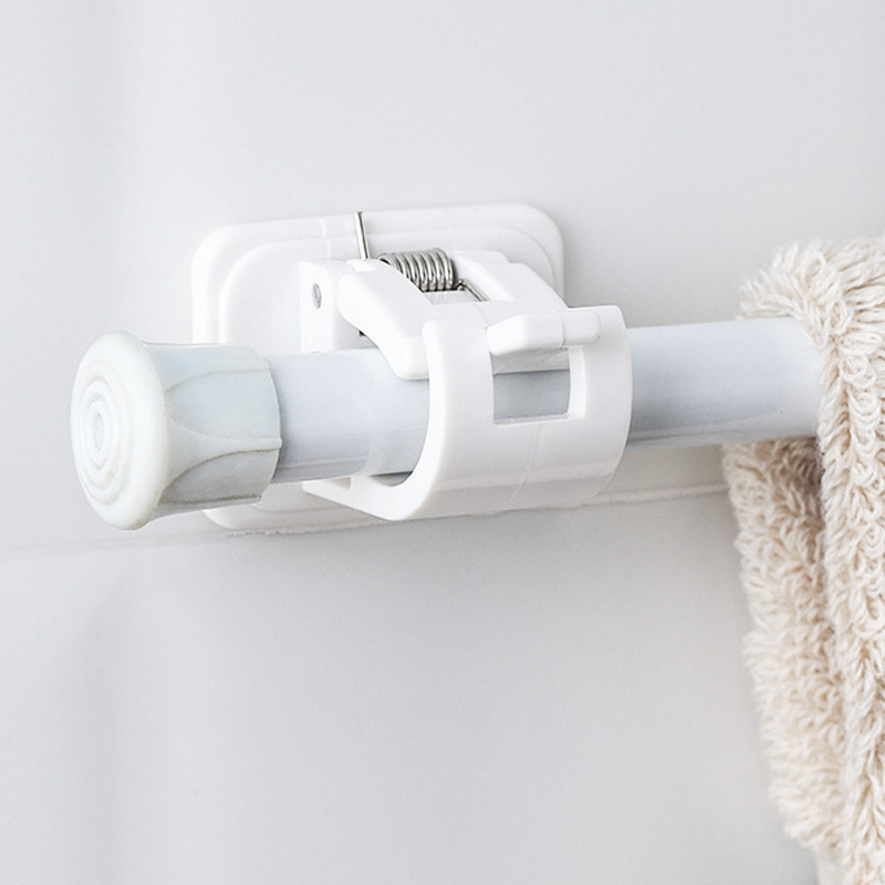 粘贴式杆夹免打孔窗帘杆固定器横杆门帘杆挂夹挂钩支架可打孔安装