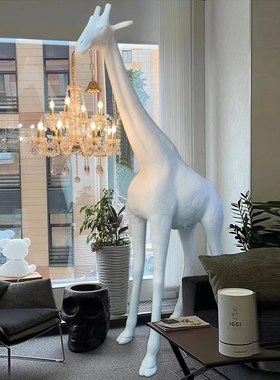 大型卡通动物造型长颈鹿水晶落地灯摆件客厅设计师创意艺术吊立灯