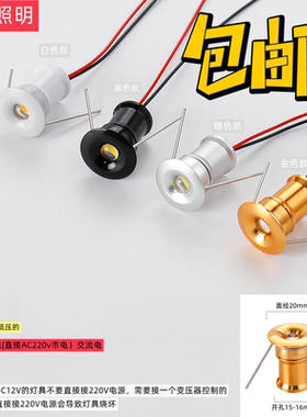 LED嵌入式迷你小射灯DC12V/AC220V/1W客厅满天星微型开孔15mm酒柜