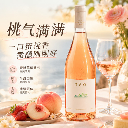 九顶庄园桃气半甜桃红葡萄酒