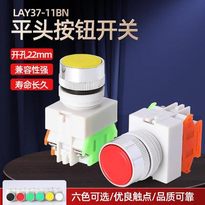 LAY37-11BN/11BNZS/10BN自复位自锁平头按钮开关启动停止按钮22mm