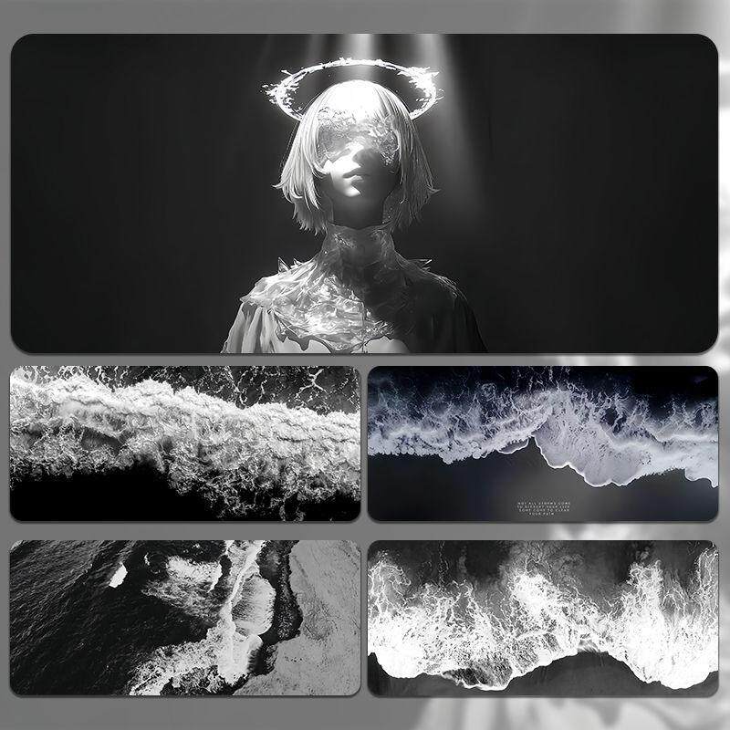 冷淡风景鼠标垫超大哲学抽象办公文艺定制电脑桌面大号键盘垫防滑