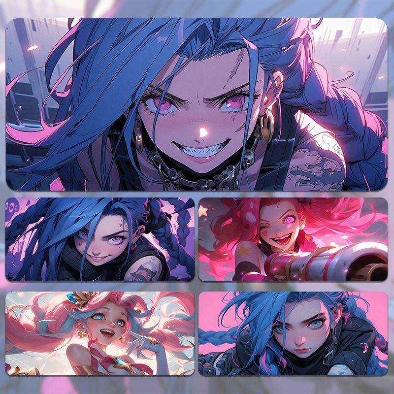 金克丝鼠标垫超大号电竞办公英雄联盟桌垫ins风高颜值动漫键盘垫