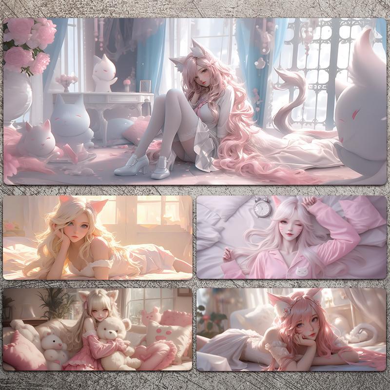 阿狸鼠标垫超大号男女生电竞游戏二次元美女笔记本电脑键盘桌面垫