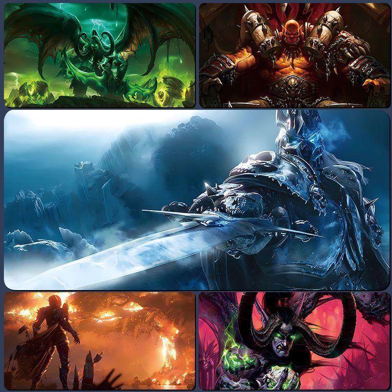 魔兽世界鼠标垫超大键盘垫游戏电脑桌垫女王伊利丹联盟部锁边定制