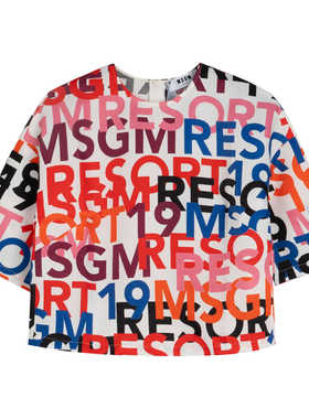 全新未使用MSGM字母印花短袖圆领短袖