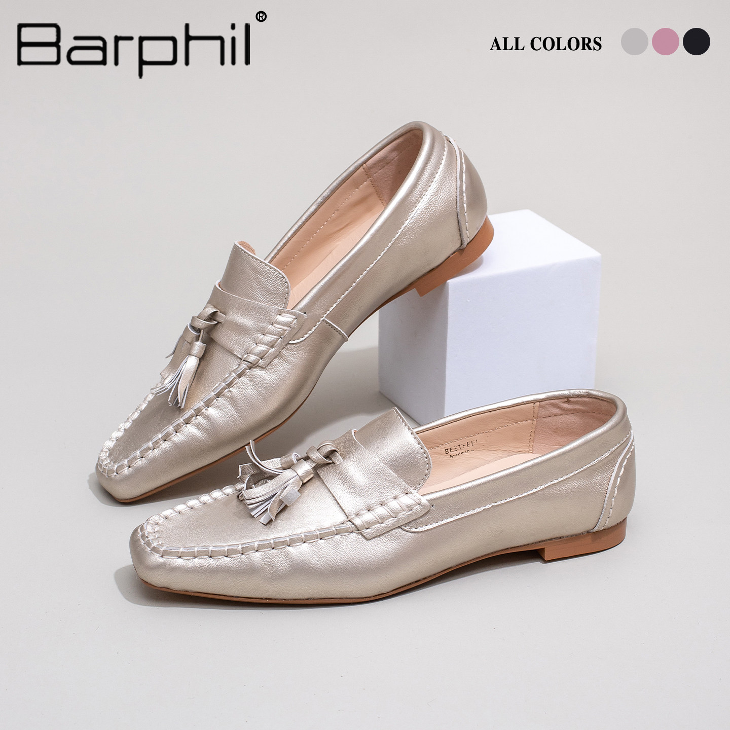 BARPHIL【自在】乐福鞋 真皮手工女鞋防滑时尚方头气质舒适一脚蹬图片