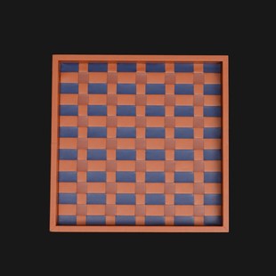 oakliving编织棋盘格皮革托盘高级轻奢收纳盘家用桌面餐盘送甄选