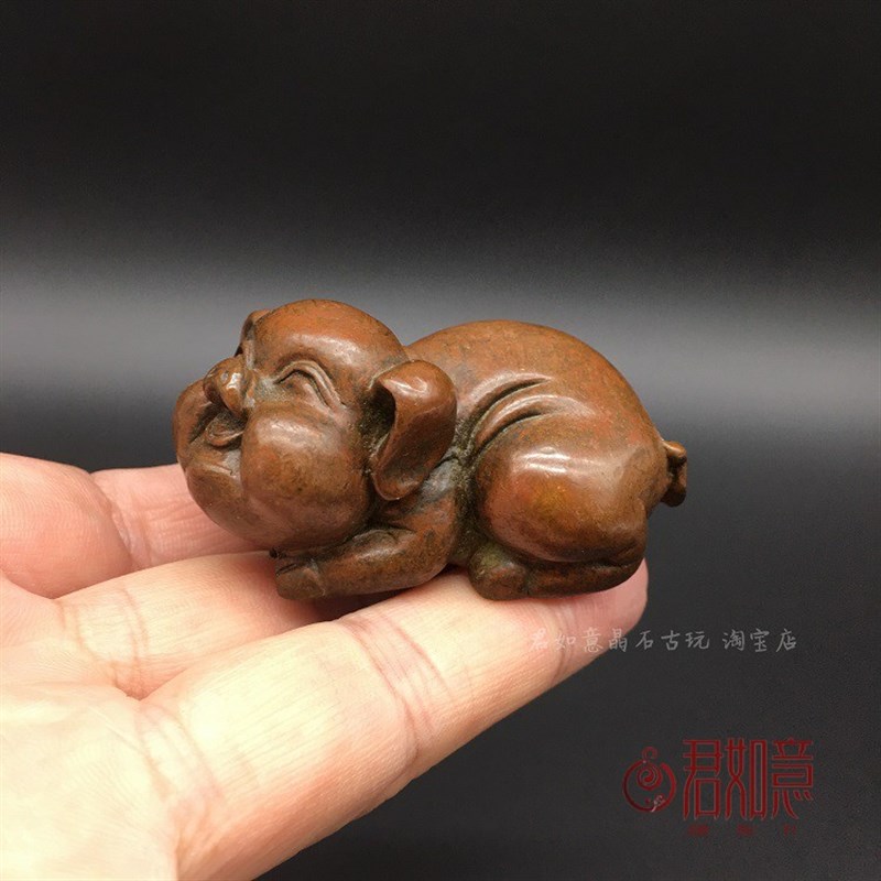 纯铜生肖小猪金猪摆件实心铜福猪手把件可爱小猪小摆件铜镇纸茶宠