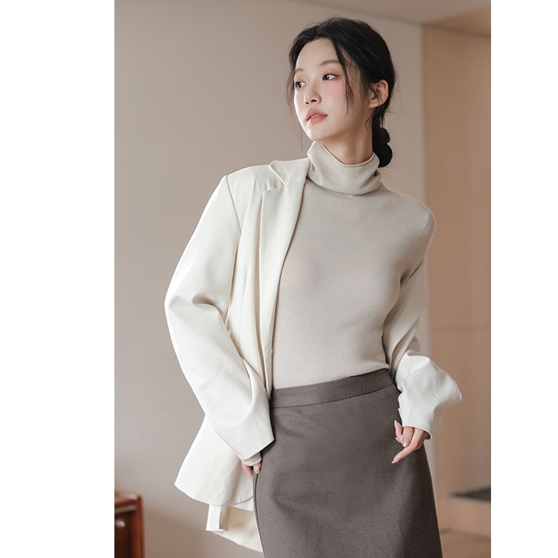 好货堆堆领毛衣女2025年秋冬羊毛宽松加厚长袖内搭高领打底针织衫