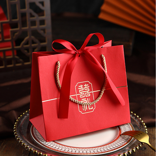 2021新款中式喜糖盒中国风手拎手提纸袋喜糖礼袋礼盒装伴手礼品袋