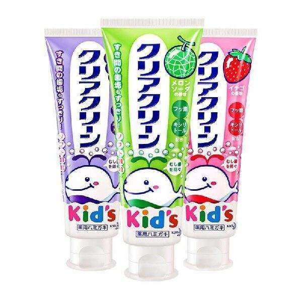 花王(KAO)儿童木糖醇牙膏(草莓味+哈密瓜味+葡萄味)70g*3支装