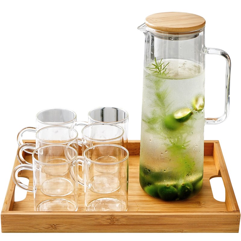 北欧创意冷水壶家用套装耐高温玻璃水具客厅高颜值果汁壶凉水瓶