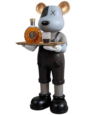 个性暴力熊摆件客厅大型落地托盘电视柜沙发旁边轻奢家居网红饰品