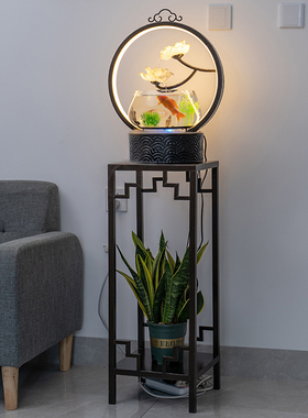 创意流水景观电视柜摆件雾化加湿器现代客厅小型鱼缸乔迁新居礼品