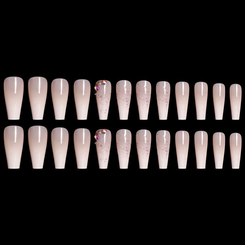 new24pcsbox press on nails coffin Ballet Gradients Scallio