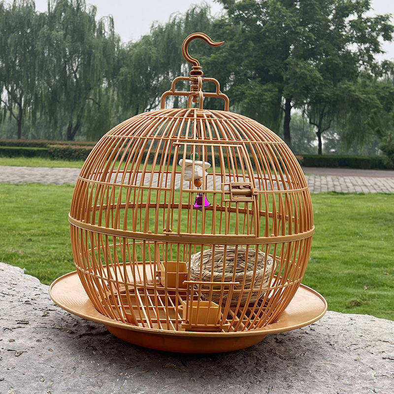 极速鸟笼子小型球形摺叠笼圆形带底盘玄凤牡丹虎皮圆笼鸟用鹦鹉大