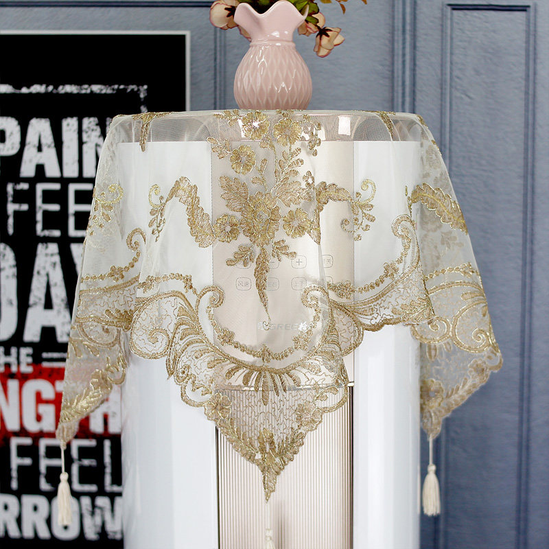 空调盖布圆柱形空调柜机立式罩防尘顶部盖巾蕾丝刺绣清新开机不取