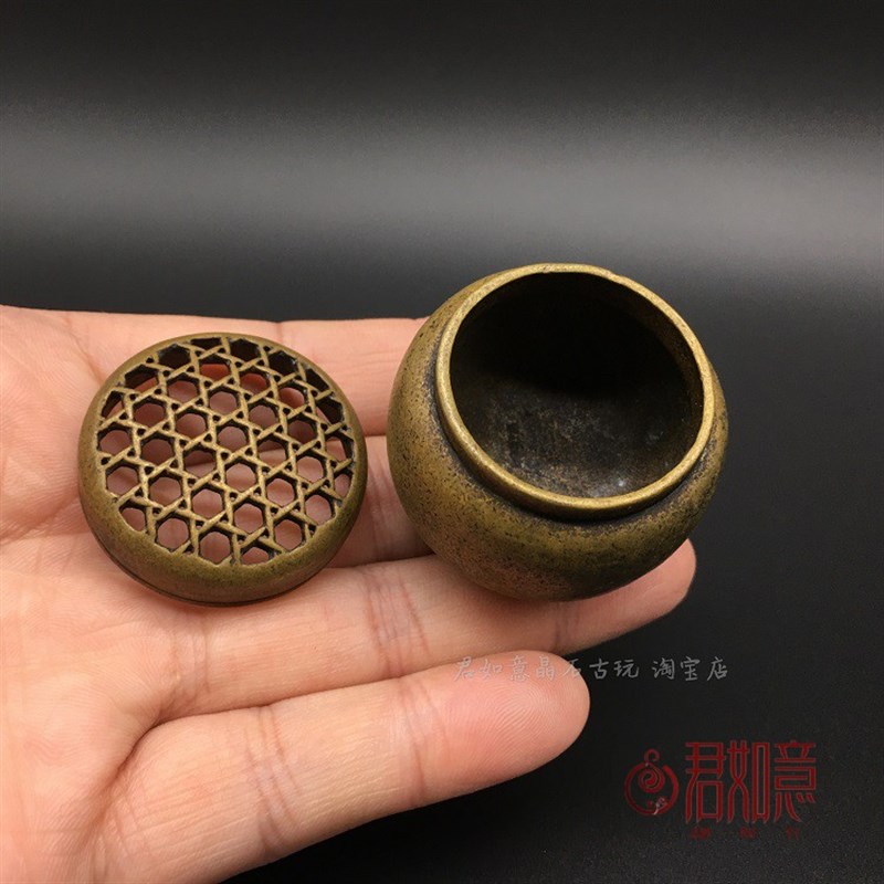 迷你铜香炉纯铜 小号 仿古香插黄铜炉香具熏香炉带盖子袖珍铜香炉