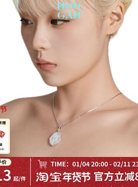 HOOGAH｜芙芙结系列｜羽绒贝母蝴蝶结围巾镶钻项链