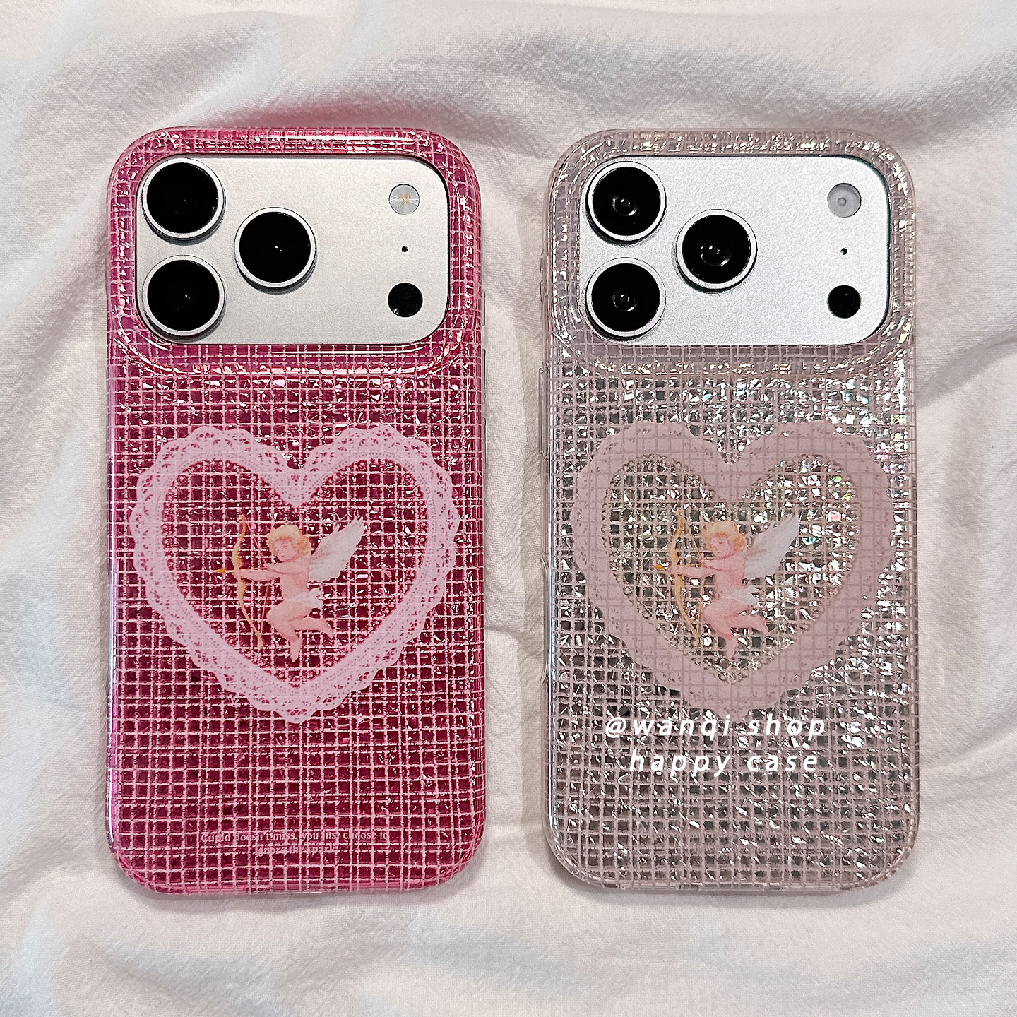 ins风镭射爱心翅膀天使适用苹果17手机壳iphone16promax高级感17pro保护壳硅胶15新款防摔全包边女款软壳粉色
