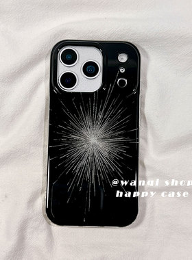 ins风梦幻黑色烟花适用苹果手机壳iphone17promax小众高级感13/14硅胶16Pr保护套15新款全包防摔女软简约创意